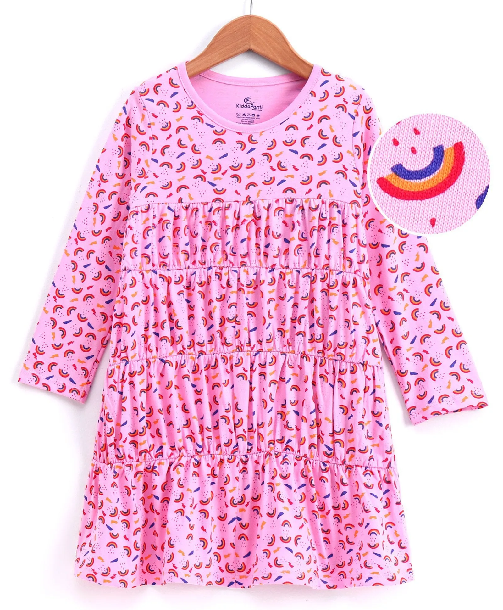 Girls Cotton Full Sleeves Jersey Dress printed