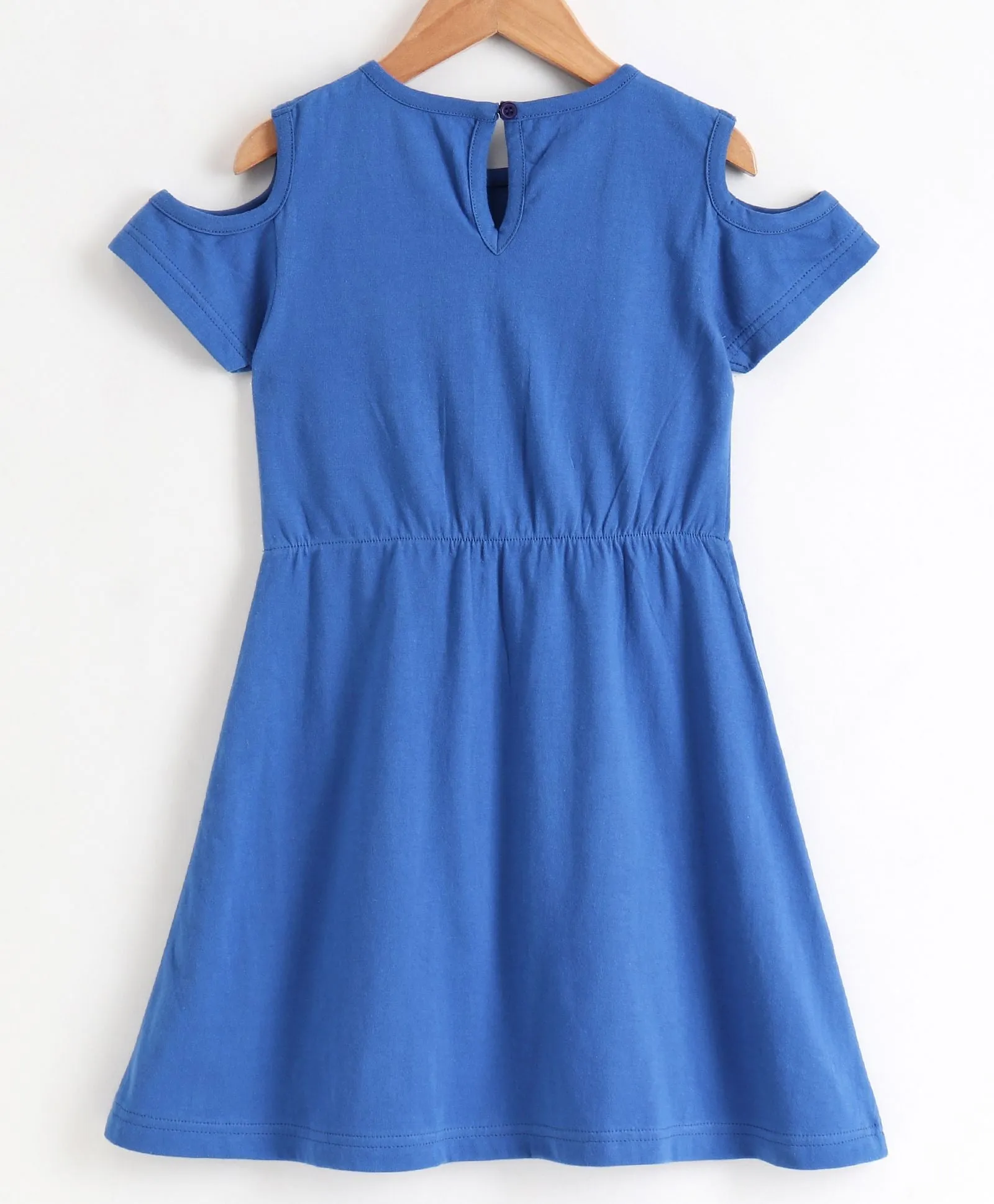 Girls Cotton Jersey Dress with Cold Shoulder sleeves