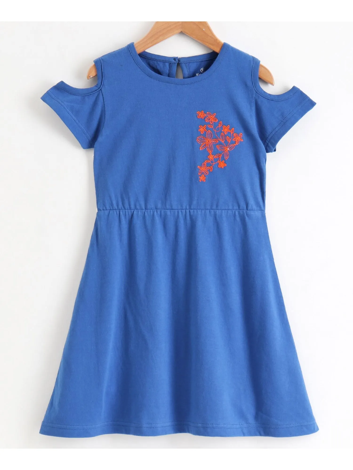 Girls Cotton Jersey Dress with Cold Shoulder sleeves