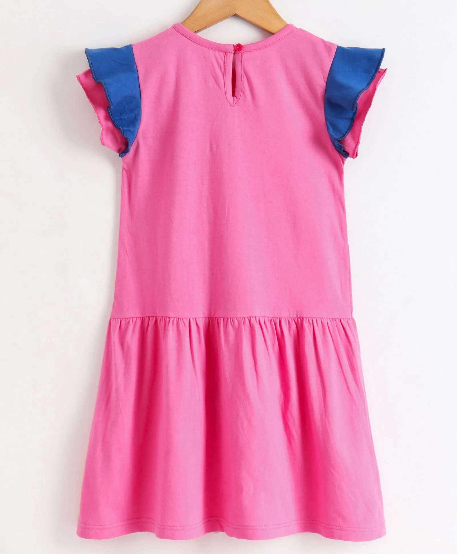 Girls Cotton Jersey Dress with Frill Sleeves