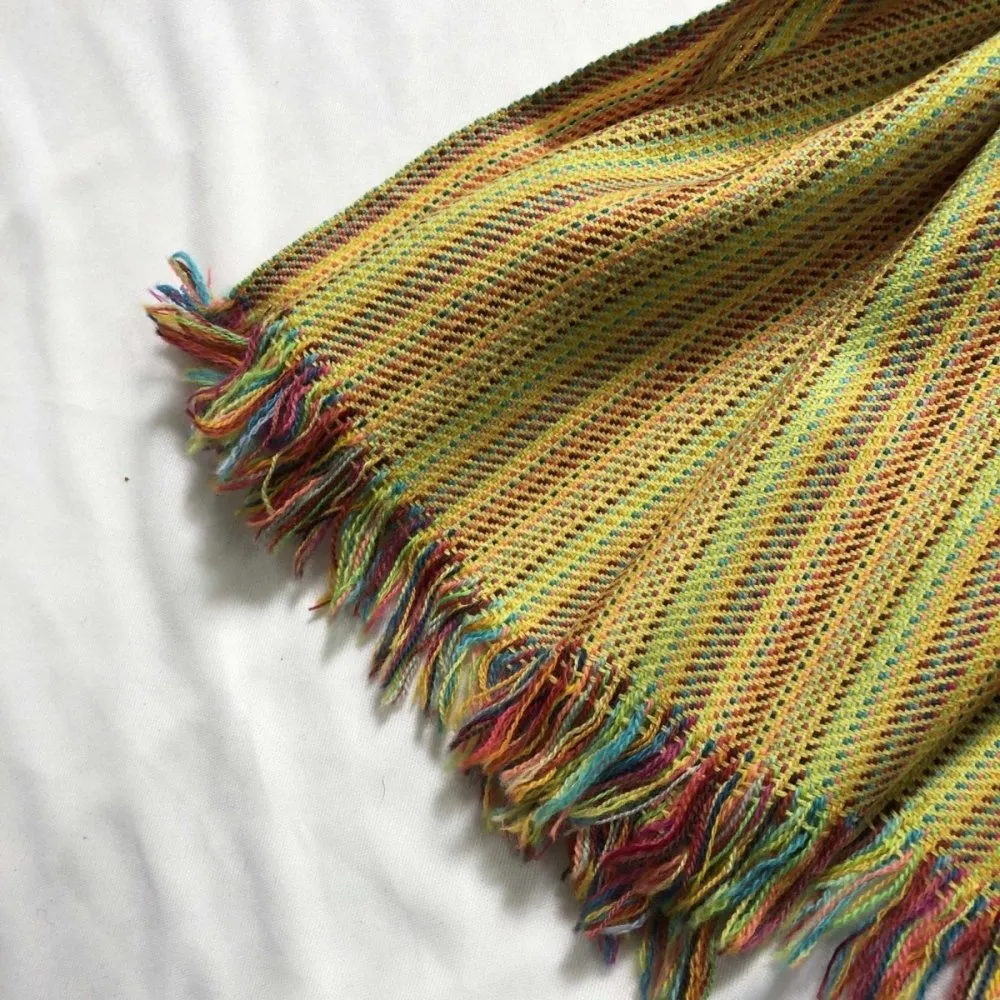 Green & Yellow Fine Merino Wool Long Scarf