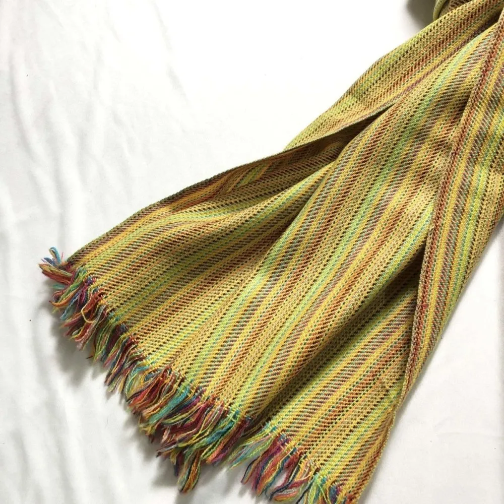 Green & Yellow Fine Merino Wool Long Scarf