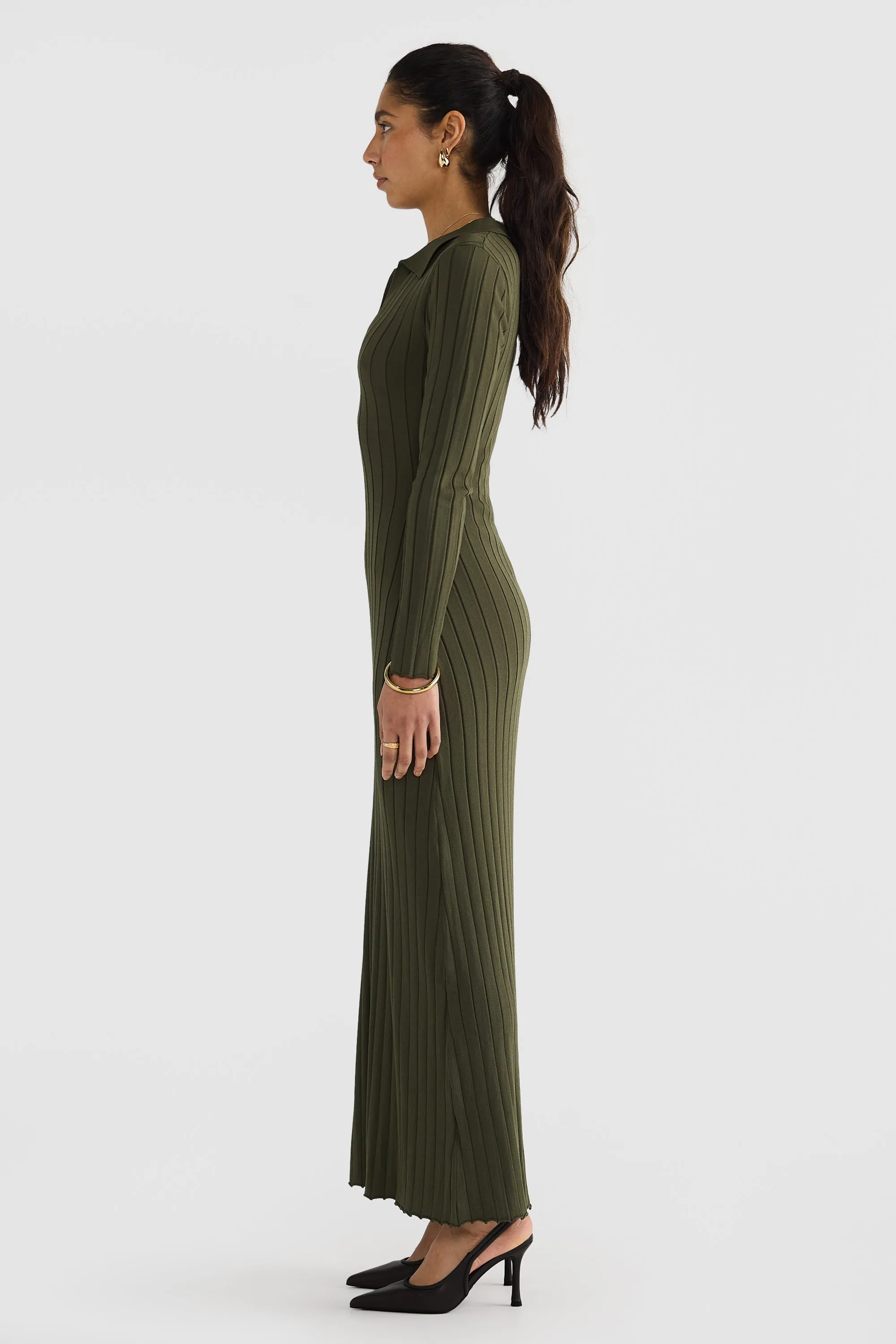 Hadley Long Sleeve Knit Dress Moss