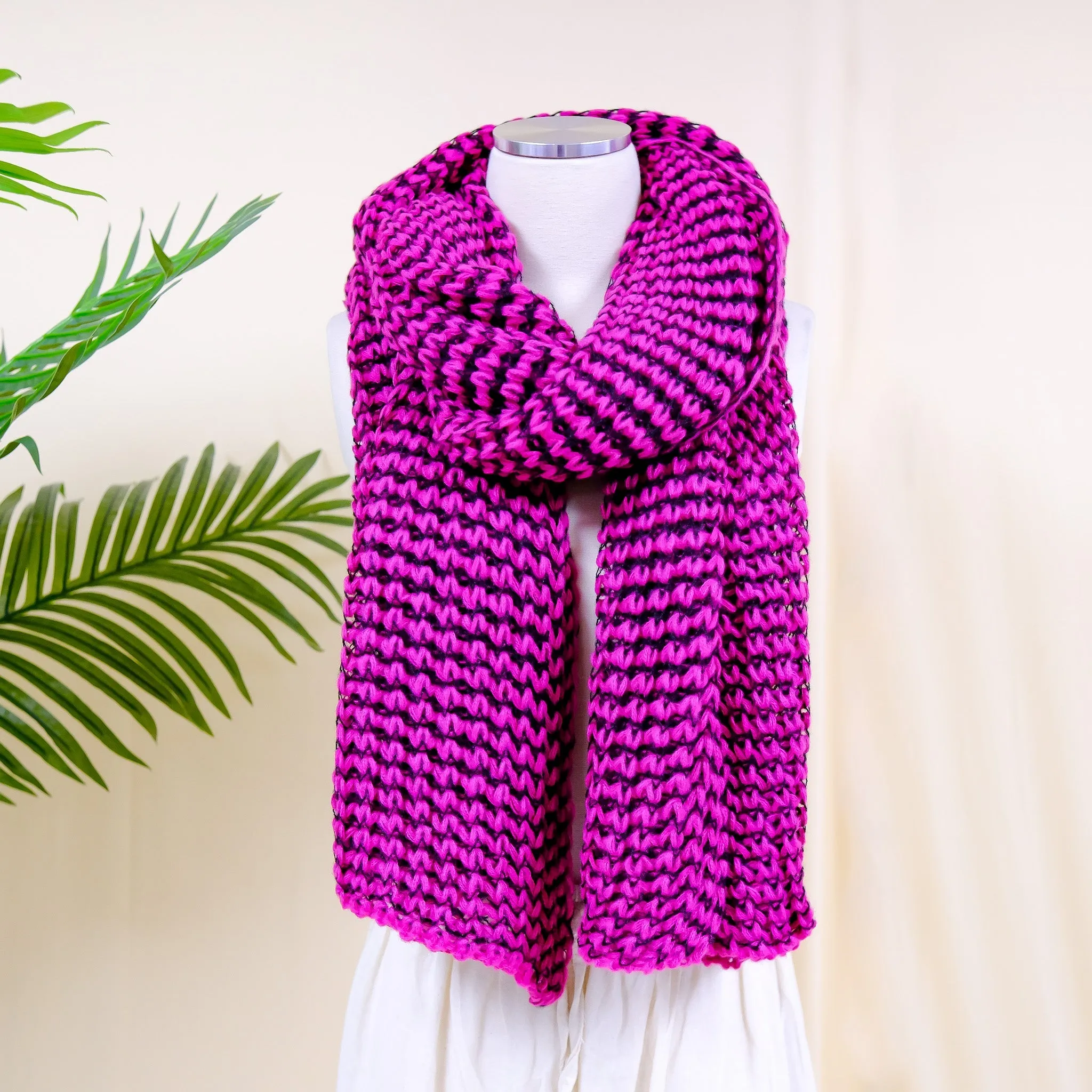 Hand Knitted Wool Blend Long Scarfs (Pack of 10)