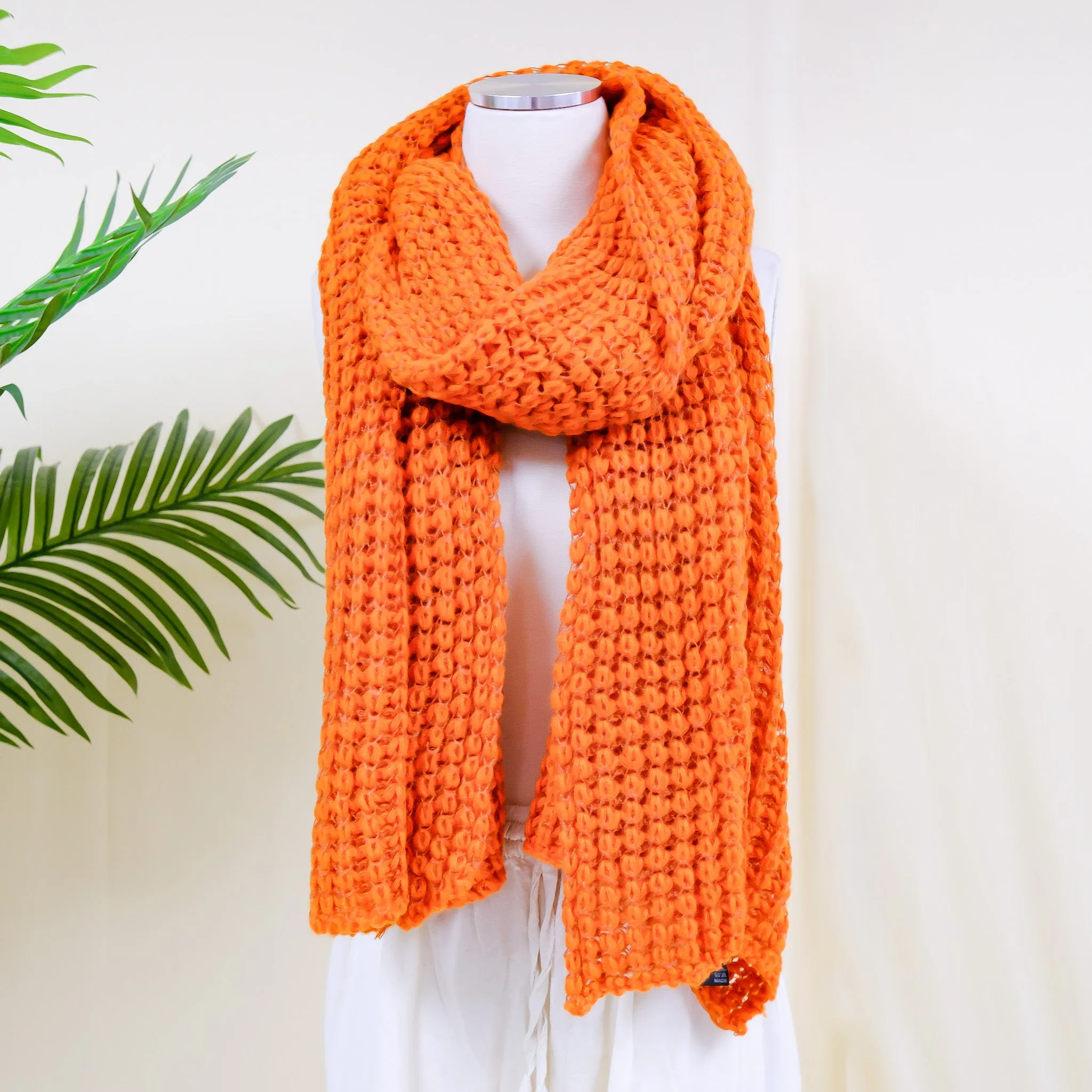 Hand Knitted Wool Blend Long Scarfs