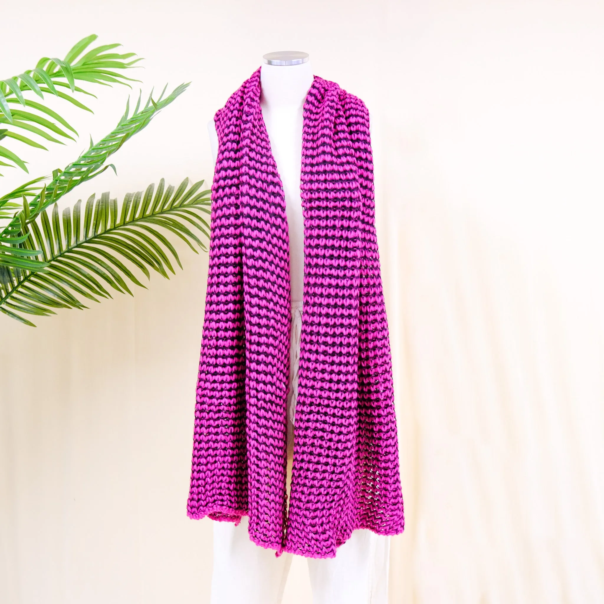 Hand Knitted Wool Blend Long Scarfs