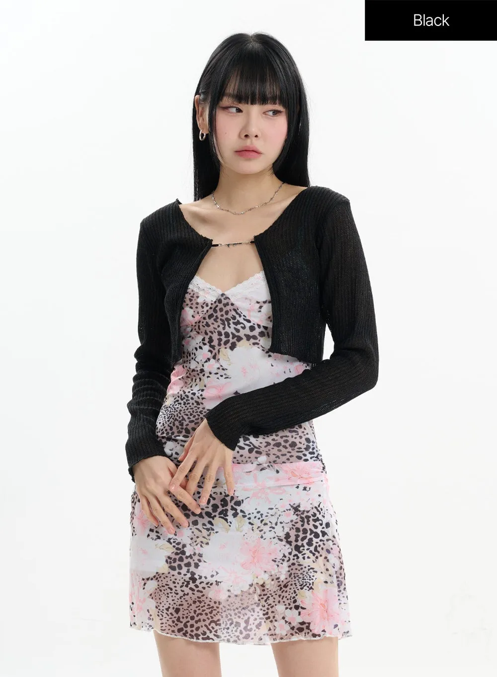 Hollow Out Knitted Long Sleeve Shrug IF413