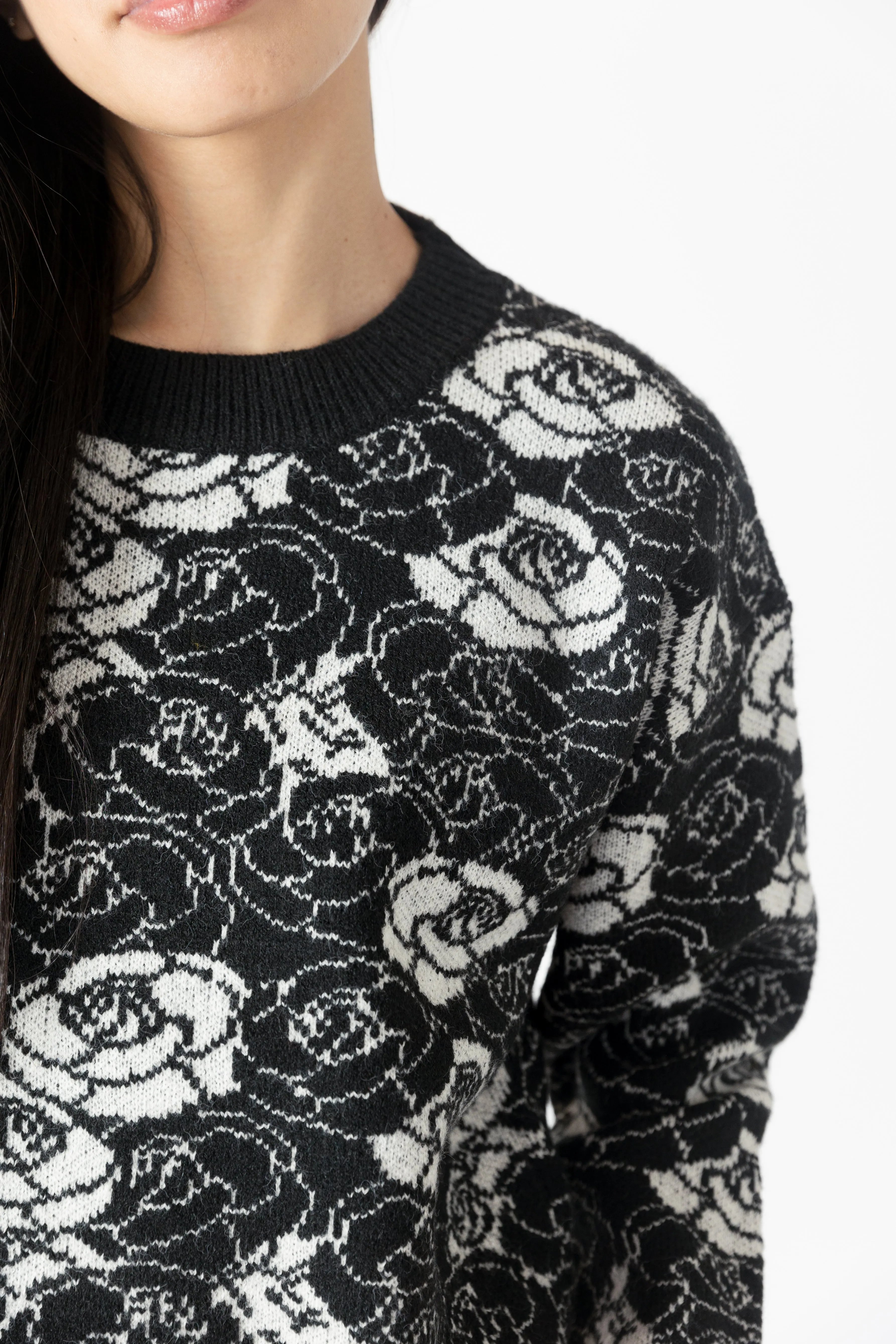 JORDYN ROSE PRINT CREW NECK SWEATER