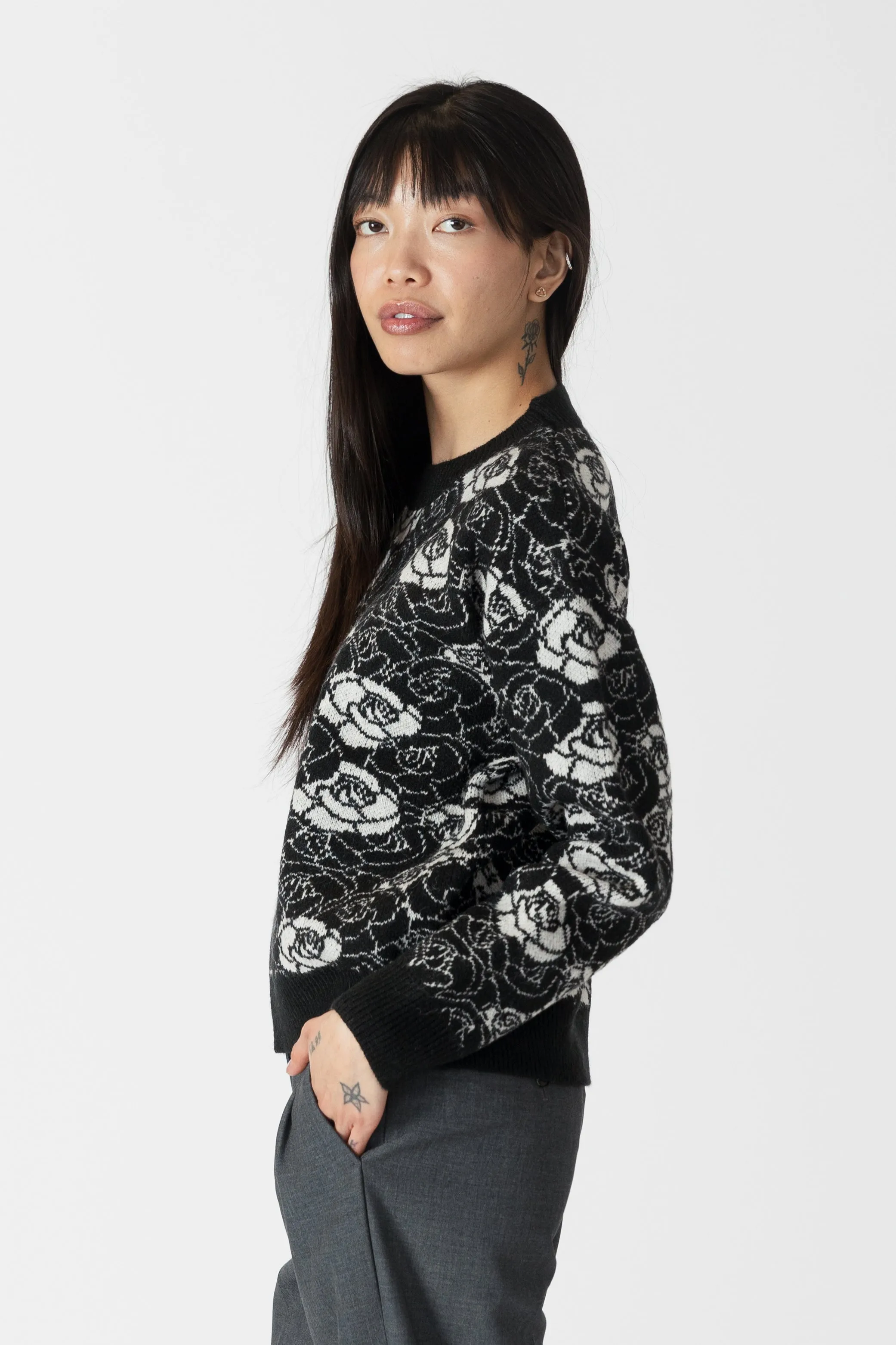 JORDYN ROSE PRINT CREW NECK SWEATER