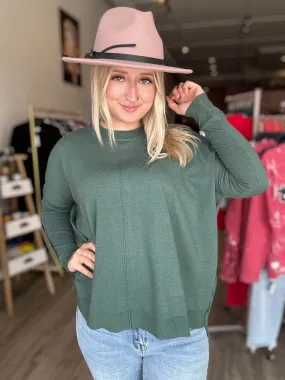 Juniper Green Round Neck Seam Sweater