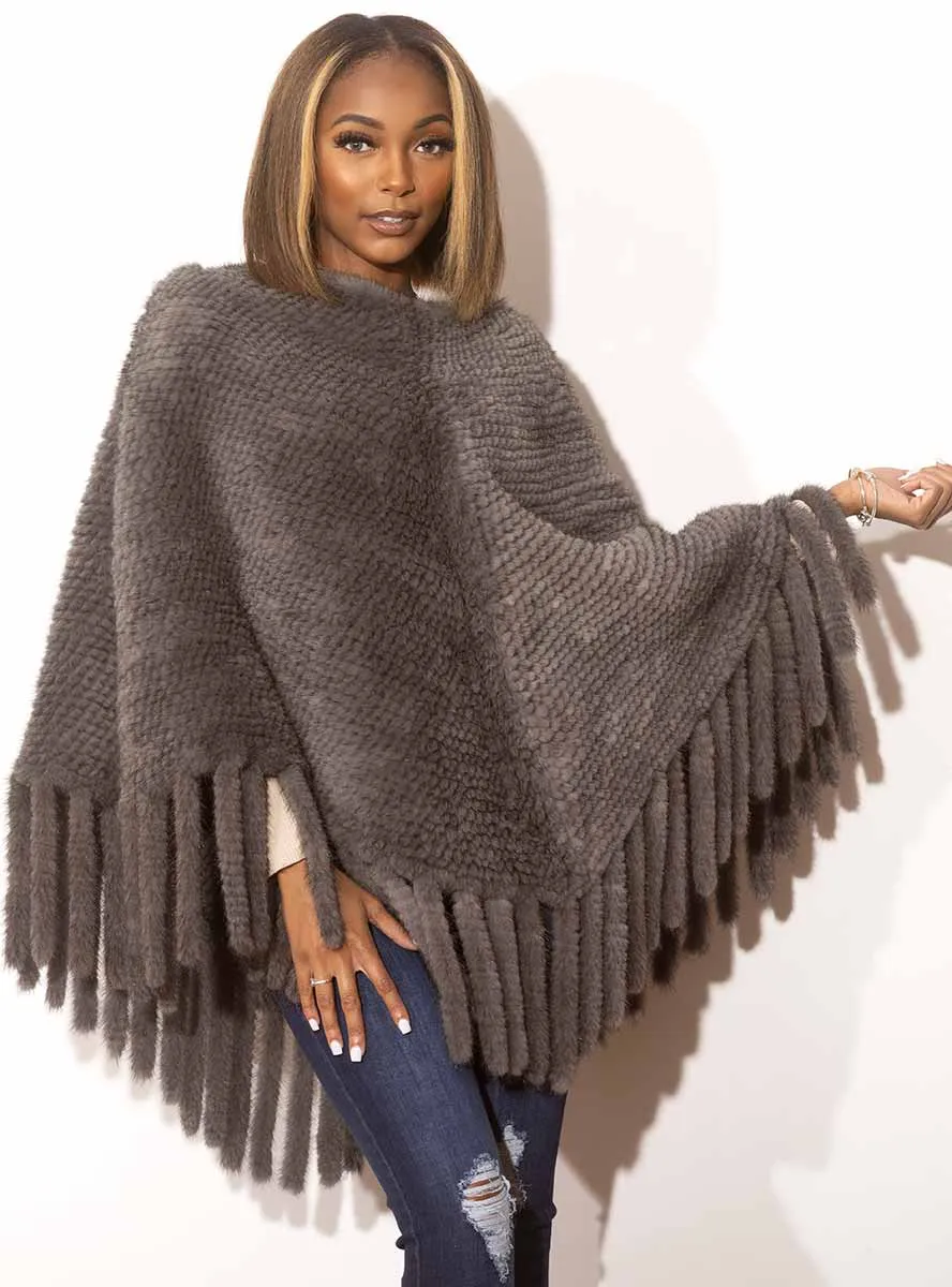 Knitted Mink Fur Poncho