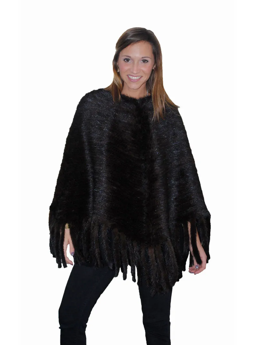 Knitted Mink Fur Poncho