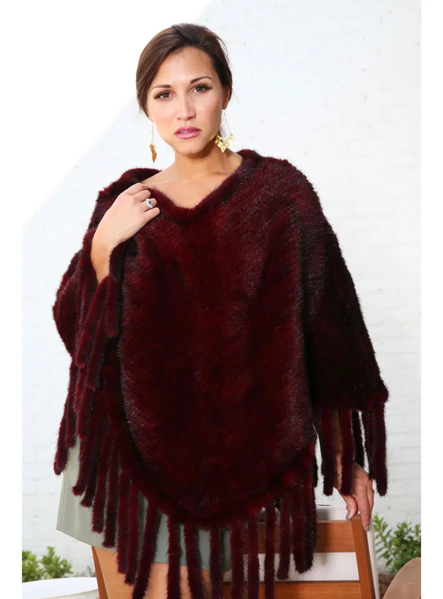 Knitted Mink Fur Poncho