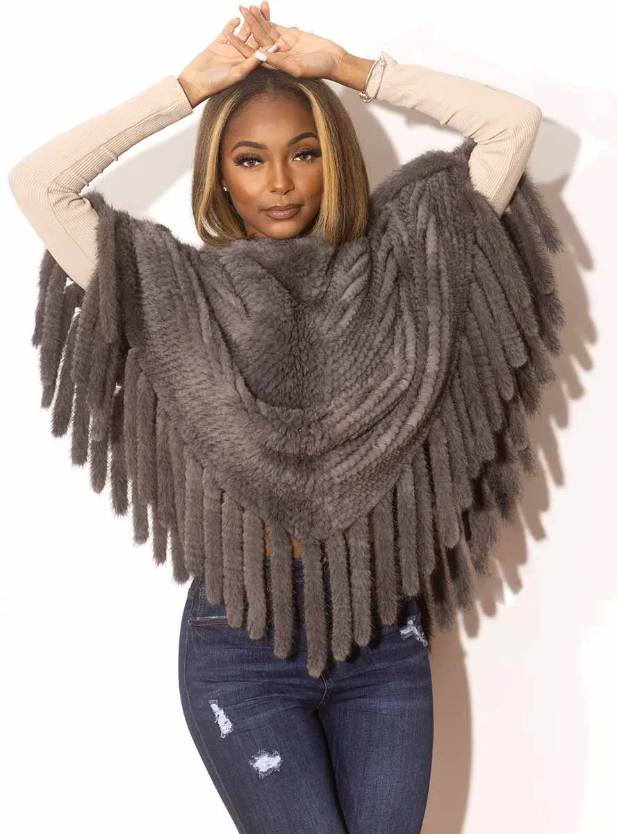 Knitted Mink Fur Poncho