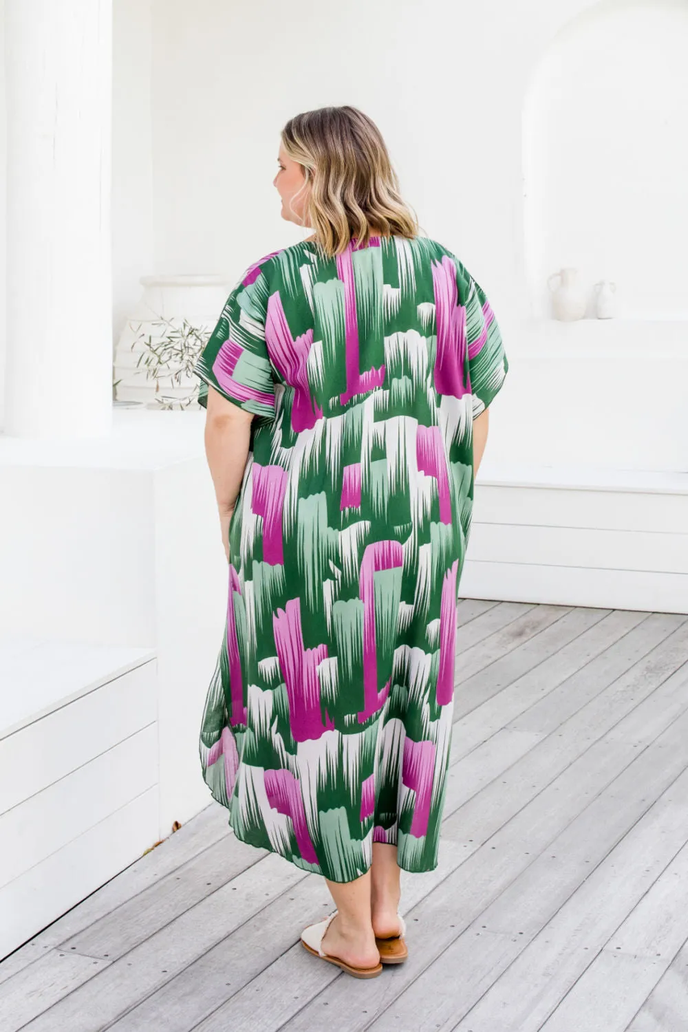 Long Kaftan Dress - Brushstrokes