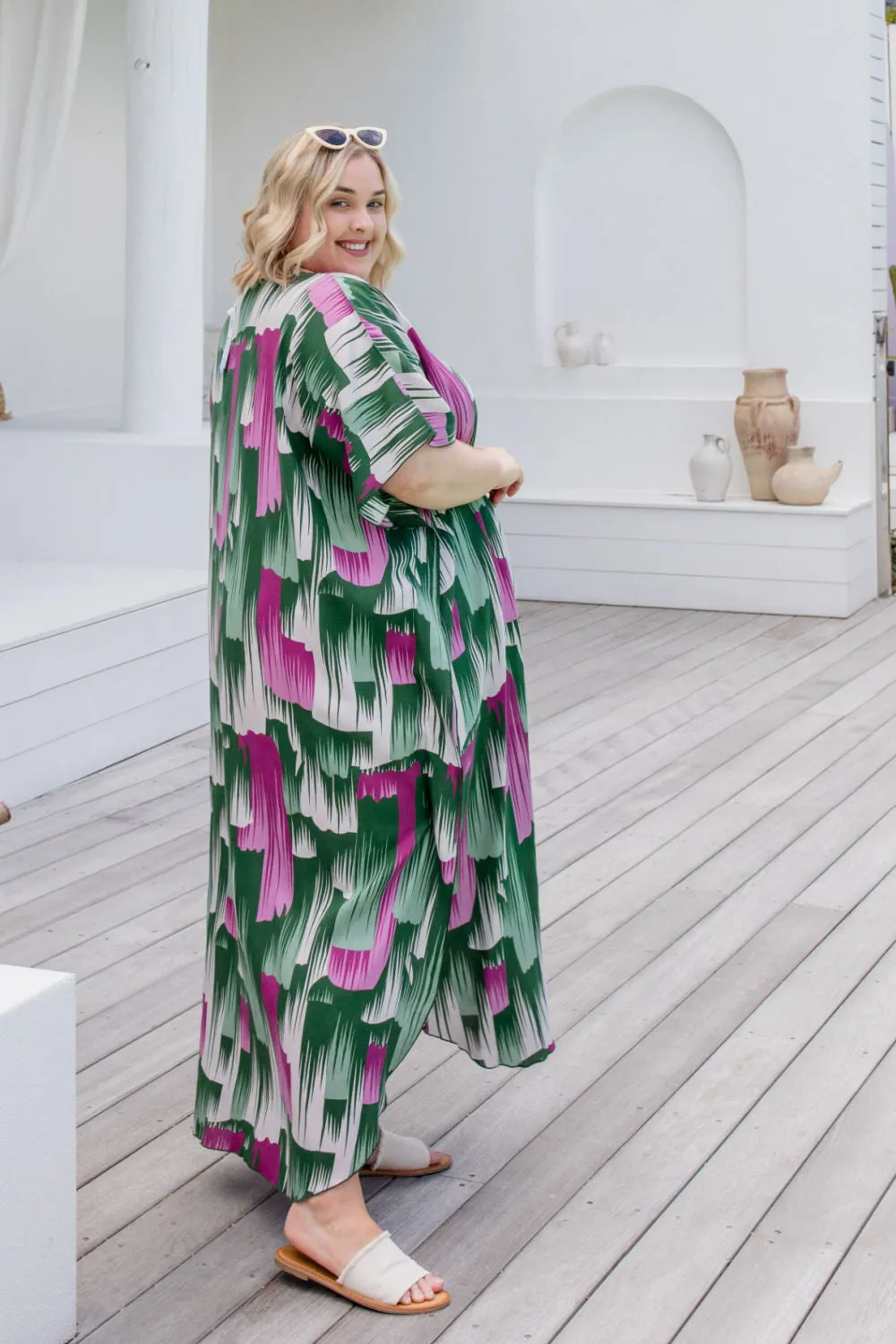 Long Kaftan Dress - Brushstrokes