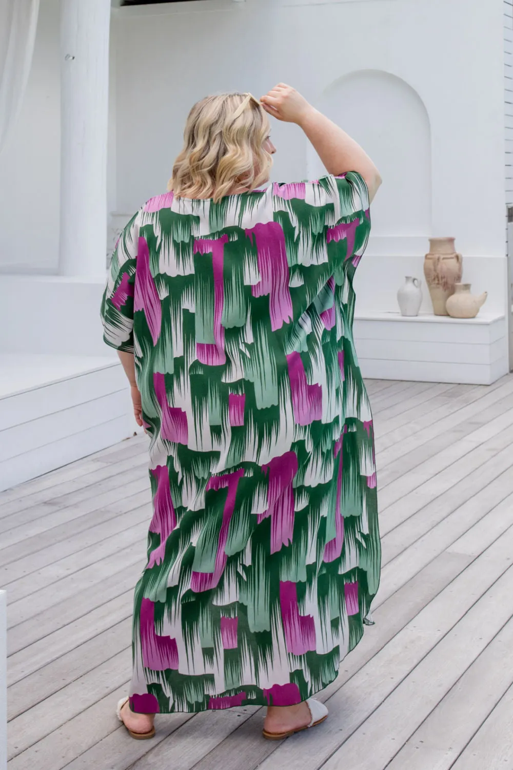 Long Kaftan Dress - Brushstrokes