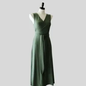 Long sleeveless wrap dress