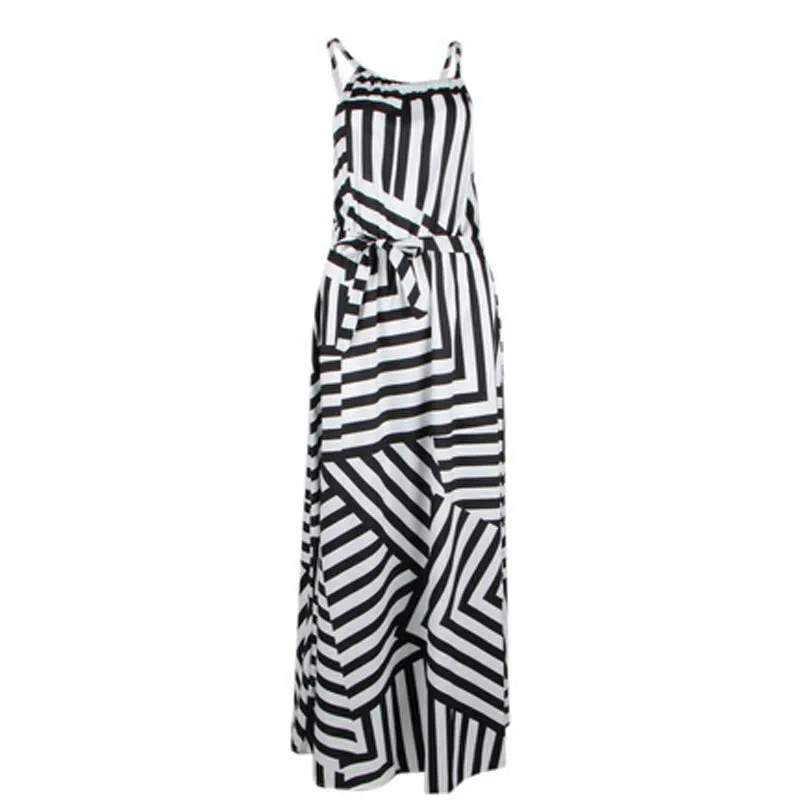 Long Striped Strap Maxi Dress