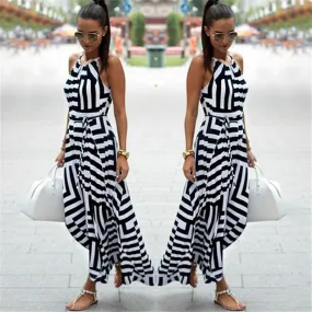 Long Striped Strap Maxi Dress