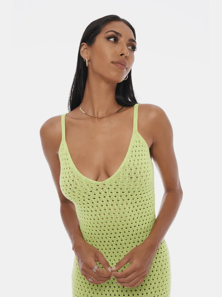 Lost In Nowhere Sam Knitted Maxi Dress - Lime