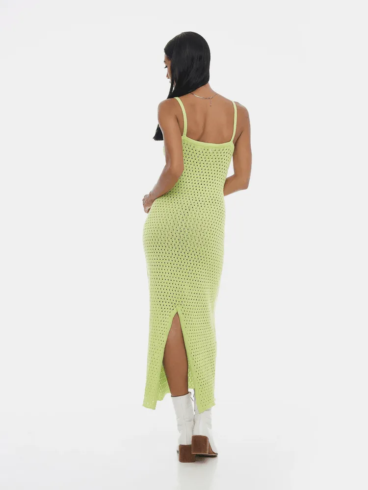 Lost In Nowhere Sam Knitted Maxi Dress - Lime