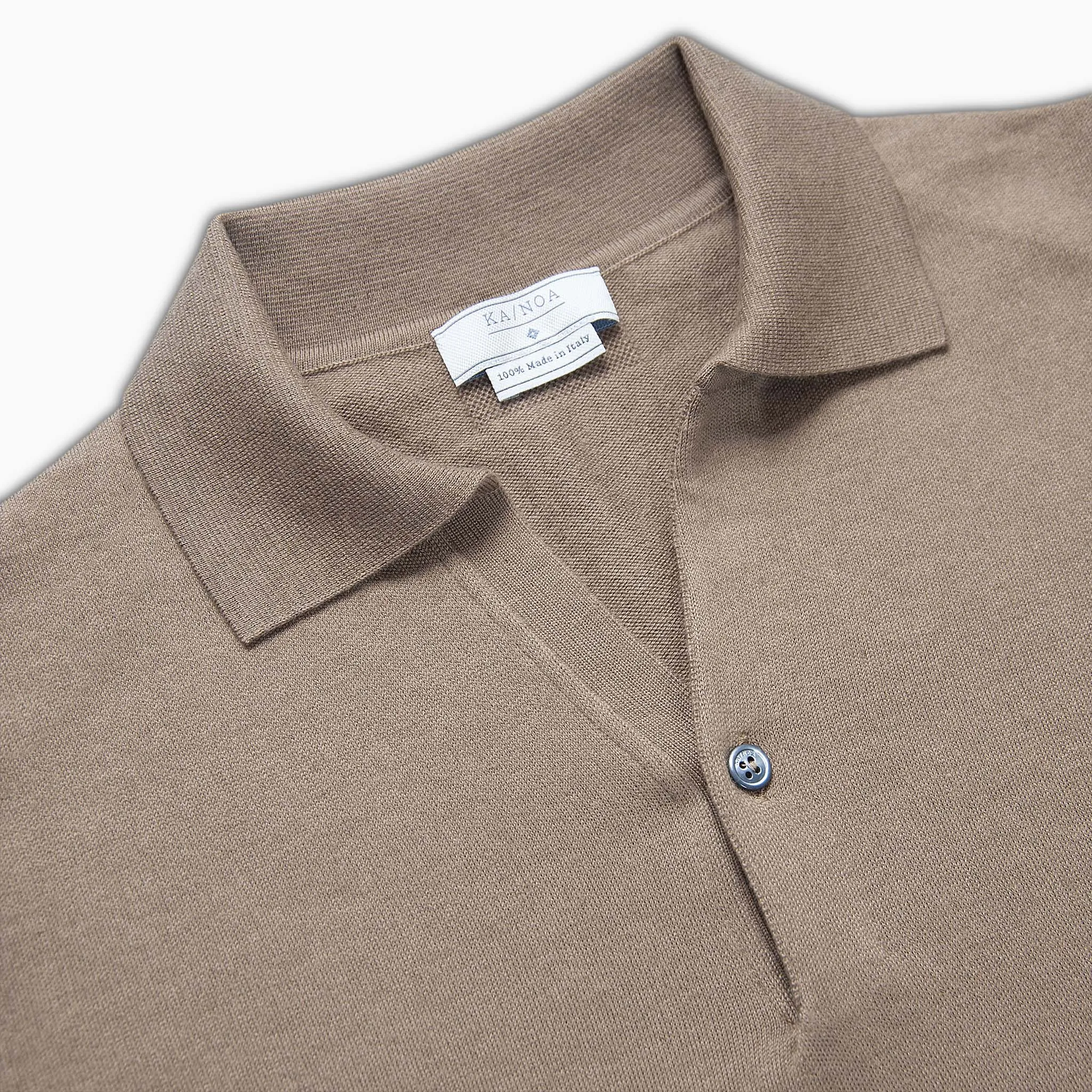 Markus long sleeved knitted polo in cashmere and silk