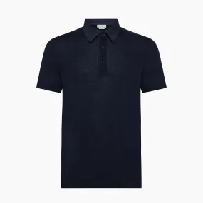 Matteo short-sleeved knitted polo with shirt popeline collar (Cotton)