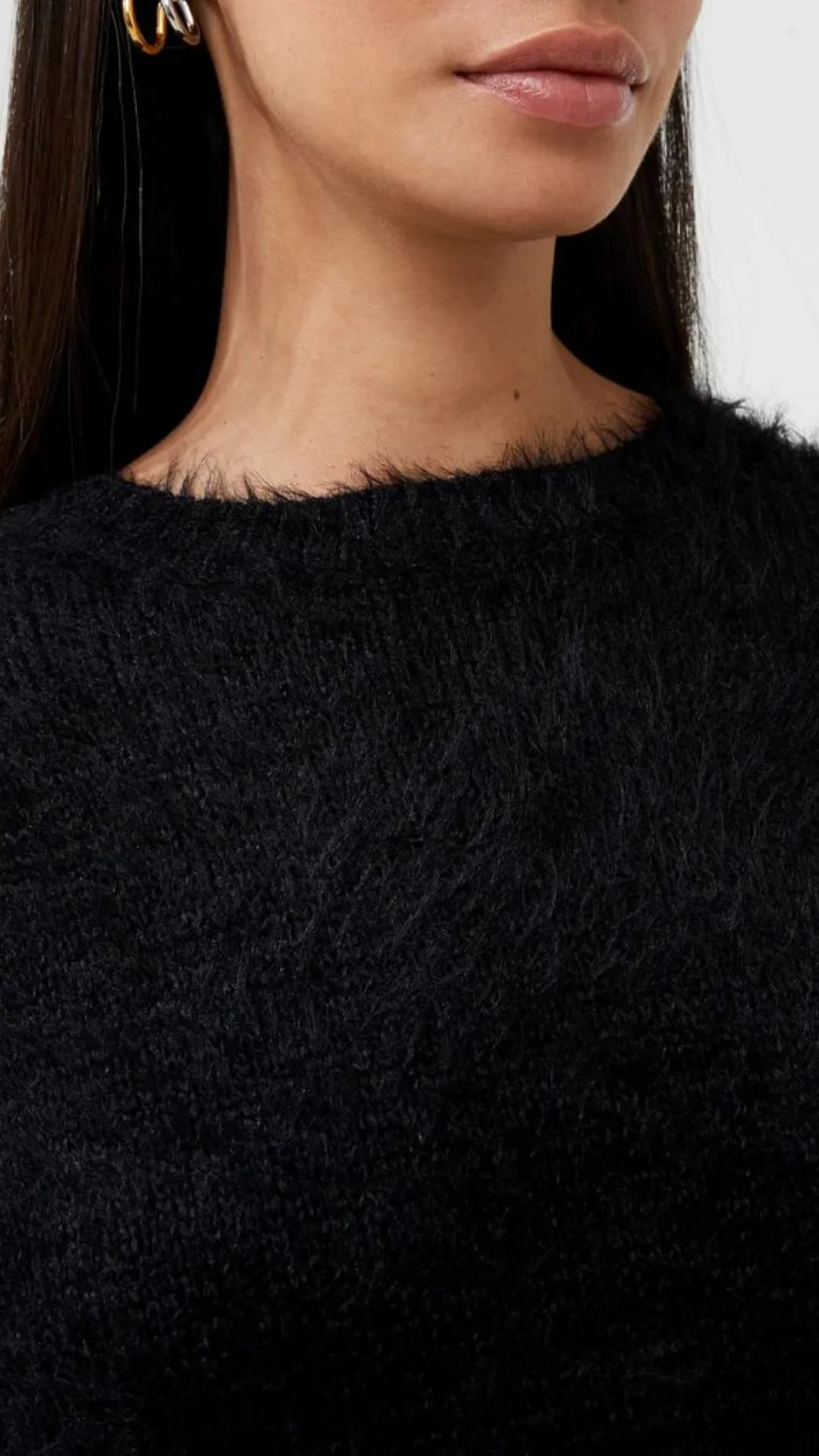 Meena Fluffy Boat Neck Sweater in Blackout