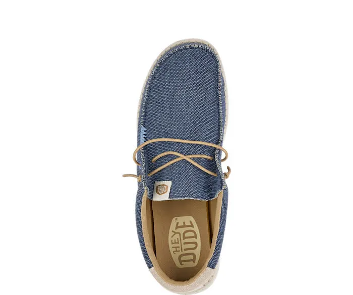 Mens Hey Dude Navy Canvas Summer Shoes Laced Wally Coastline Jute sale