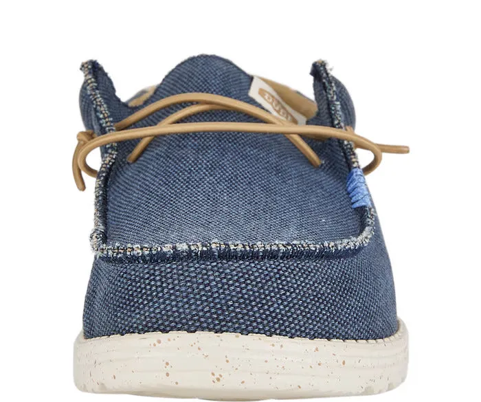 Mens Hey Dude Navy Canvas Summer Shoes Laced Wally Coastline Jute sale