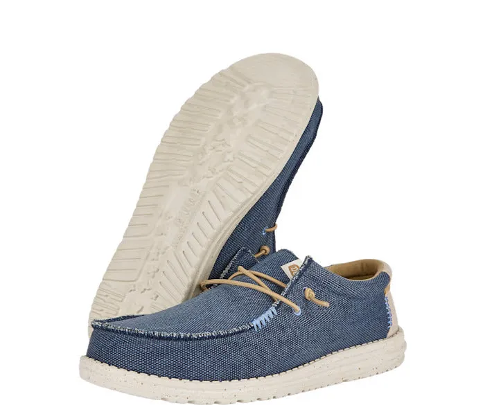 Mens Hey Dude Navy Canvas Summer Shoes Laced Wally Coastline Jute sale