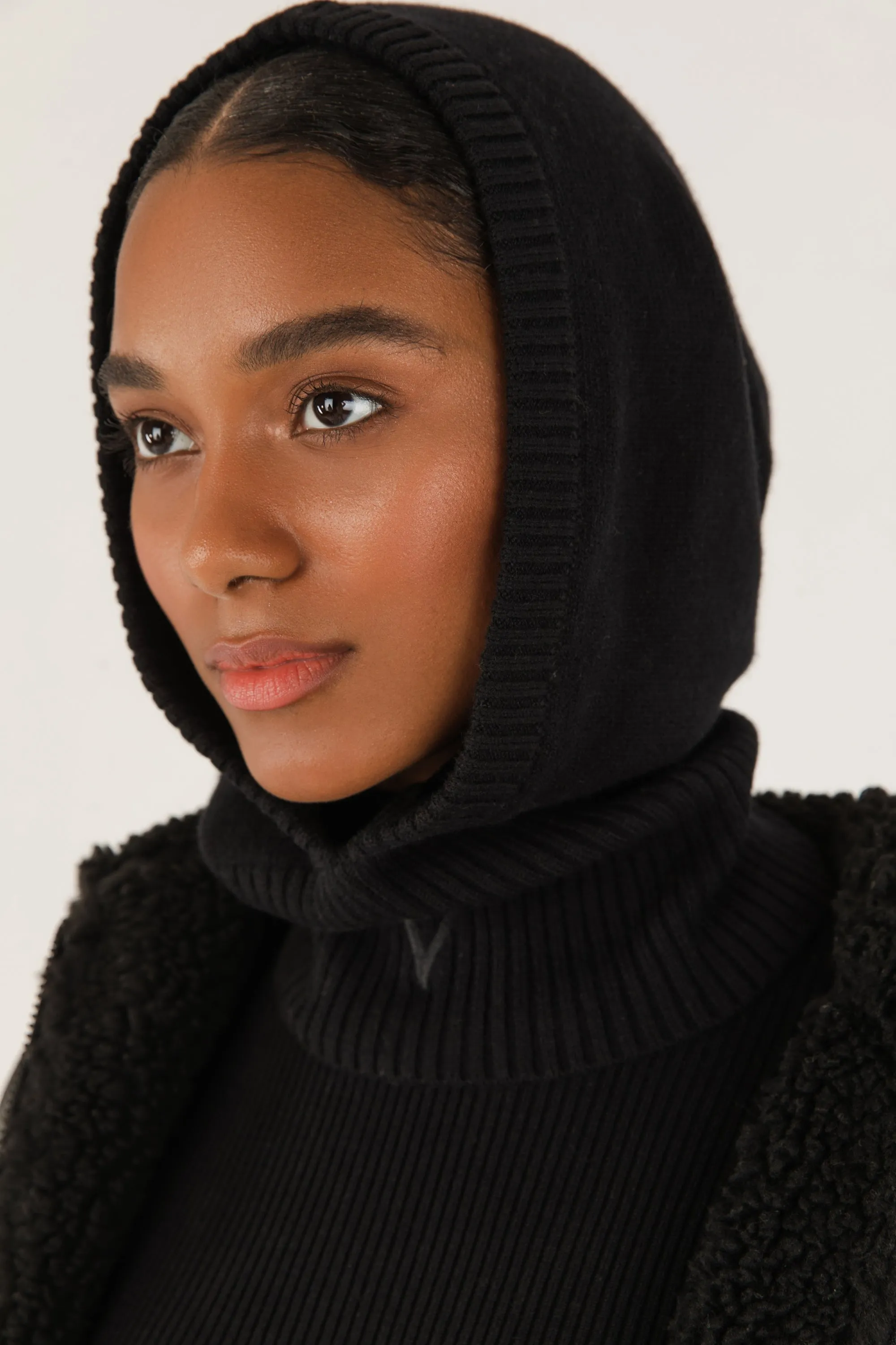 Merino Wool Knit Balaclava - Black