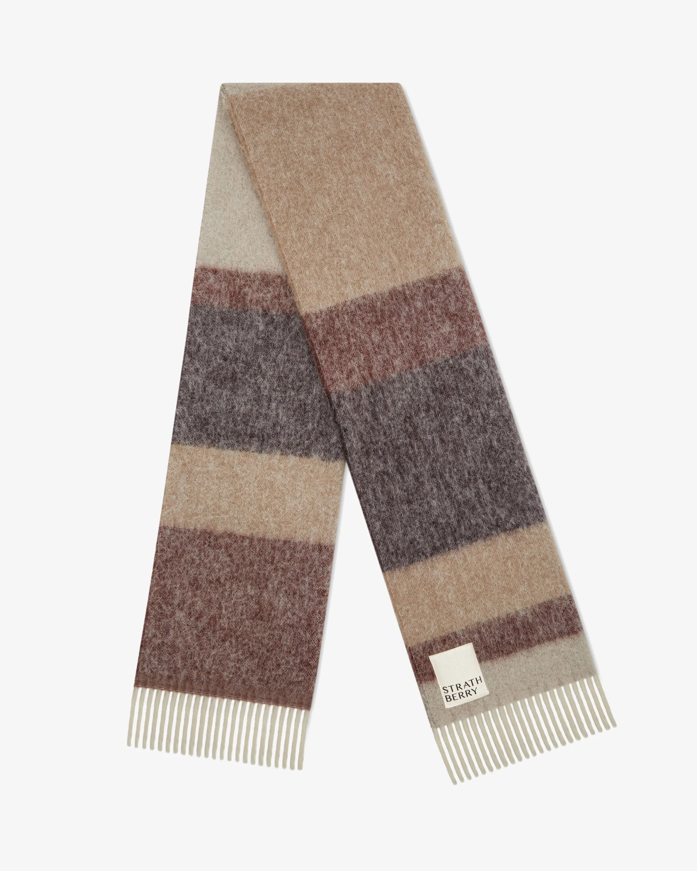 Mohair Blend Stripe Scarf - Chocolate Mix