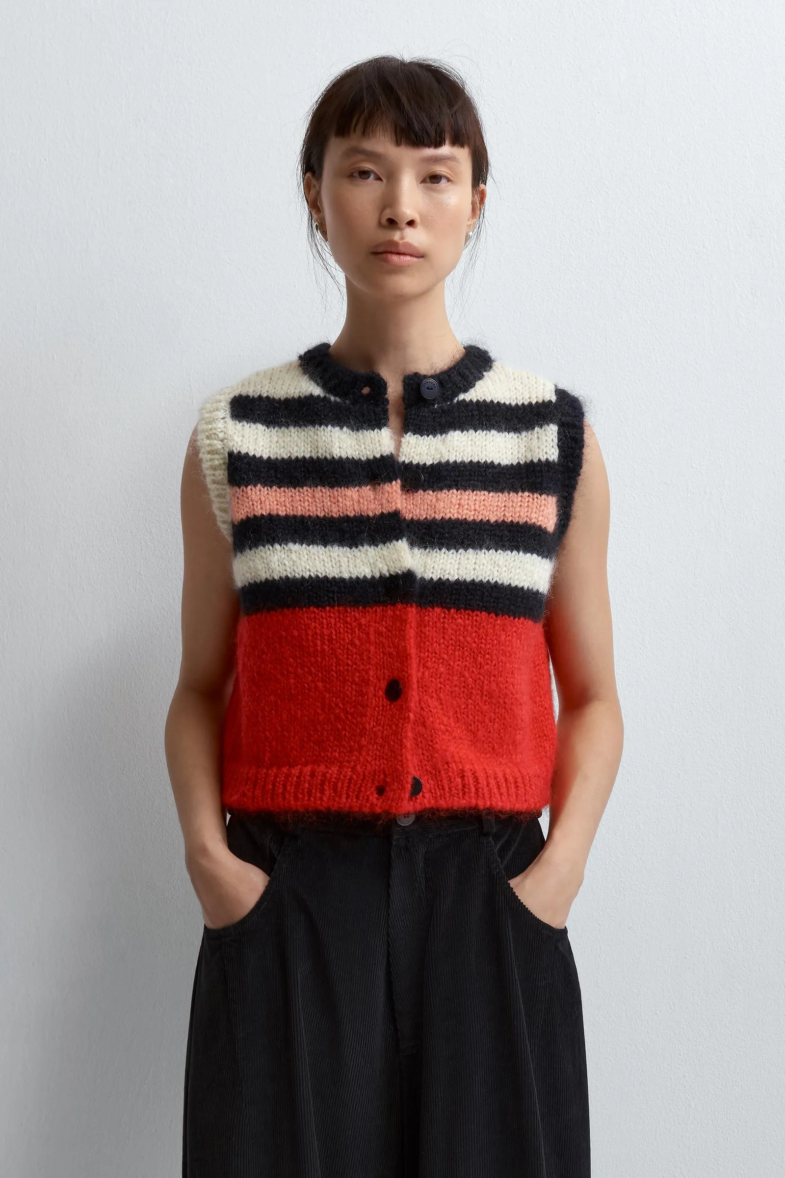 Mohair Striped Knitted Waistcoat