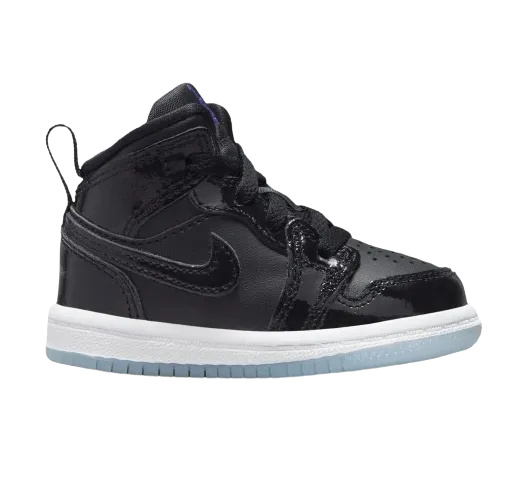 Nike Kid's Air Jordan 1 Mid SE TD Shoes - Black / Concord Blue / White