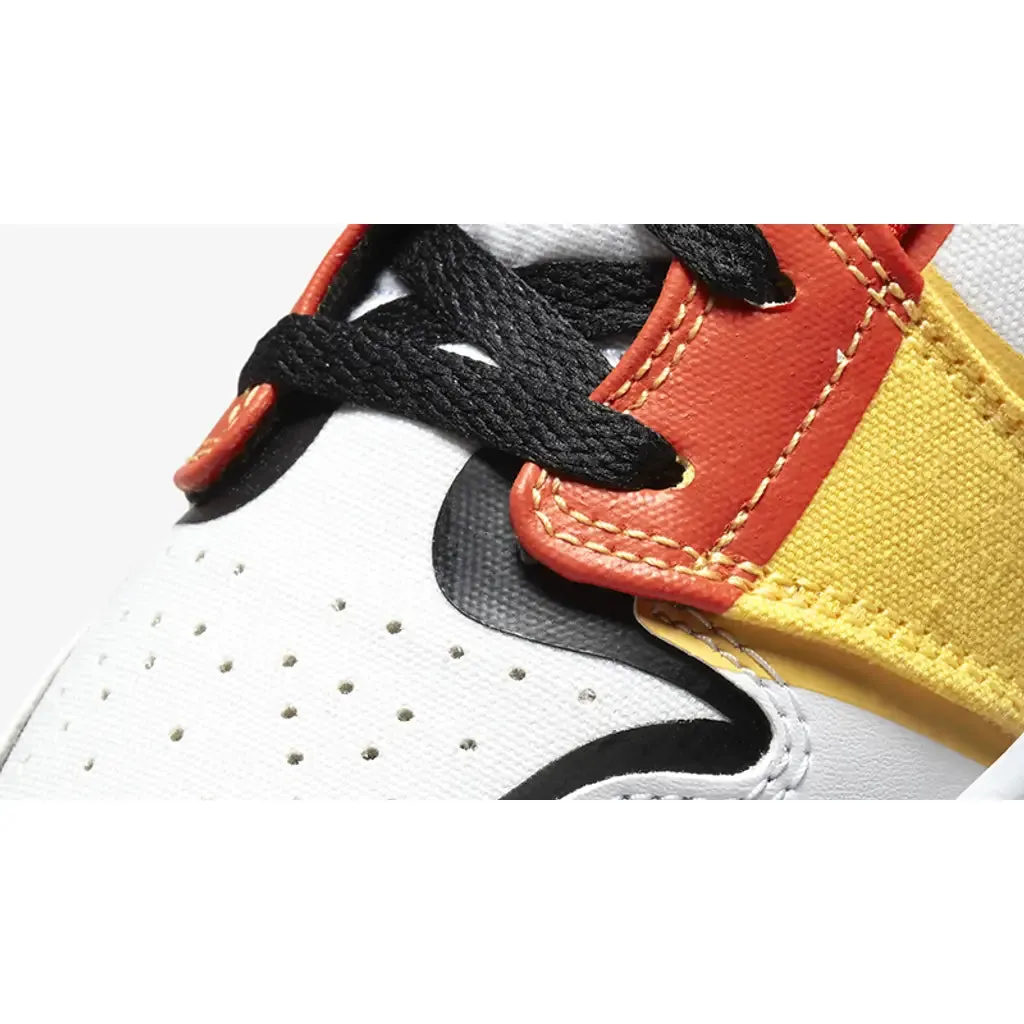 Nike Air Jordan 1 Mid Kids Shoes - White/Black/Red/Yellow/Blue