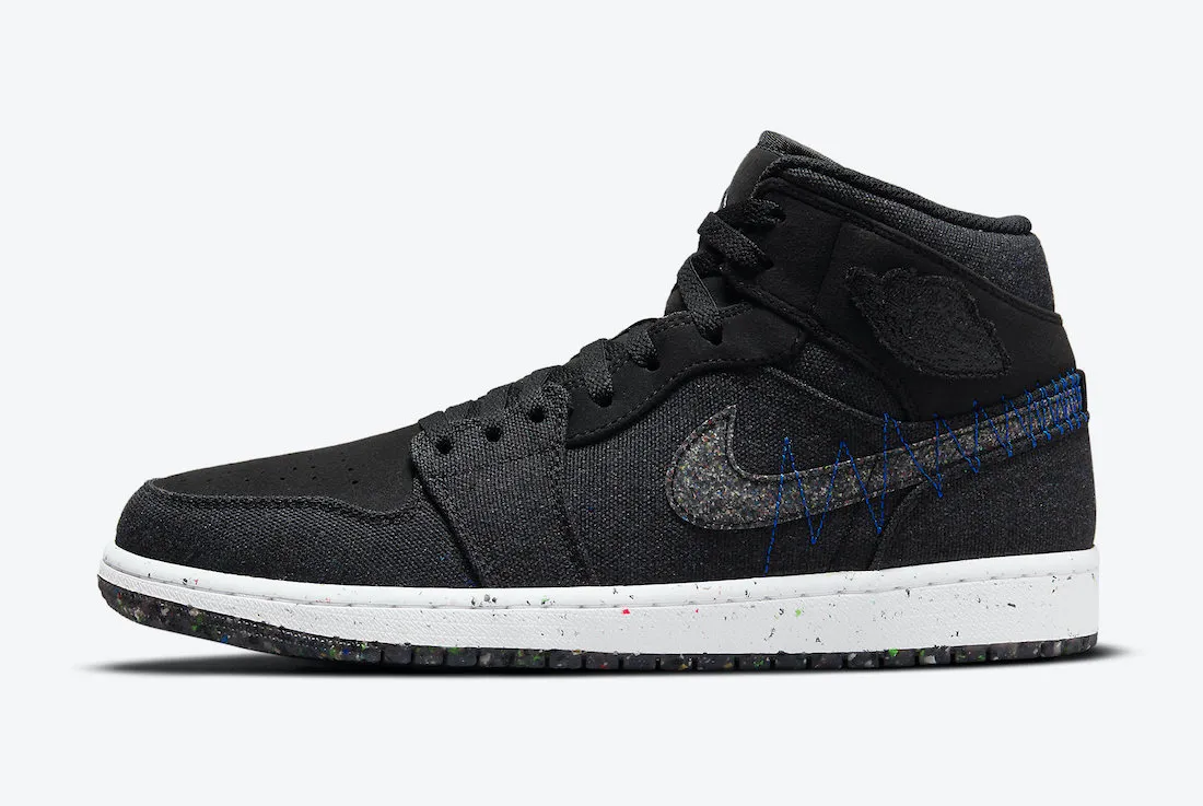 Nike Men's Air Jordan 1 Mid Crater Shoes - Black / Racer Blue / White / Multi-Color