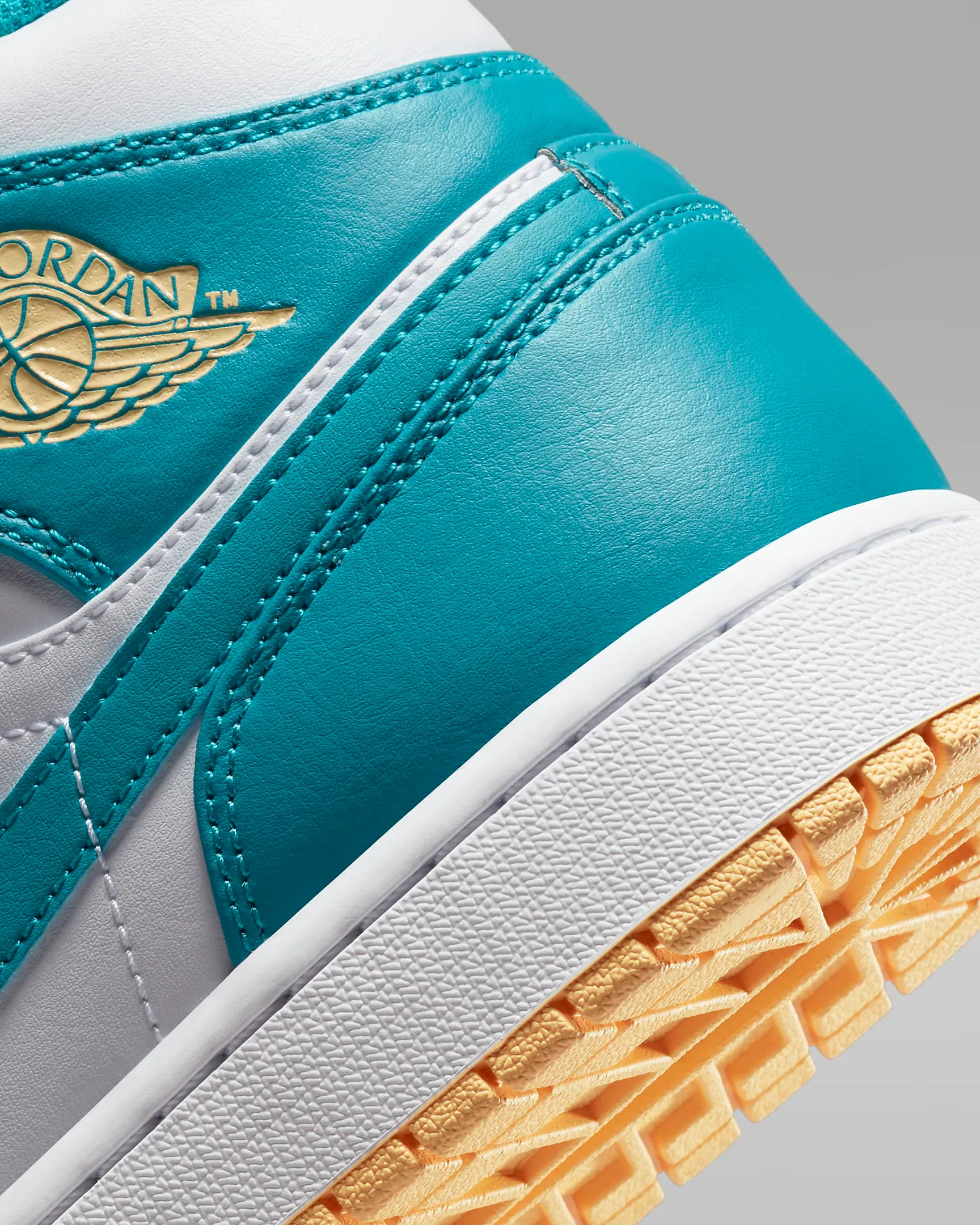 Nike Men's Air Jordan 1 Mid Shoes - Aquatone / White / Celestial Gold