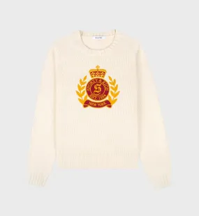 NY Crest Knitted Crewneck - Cream