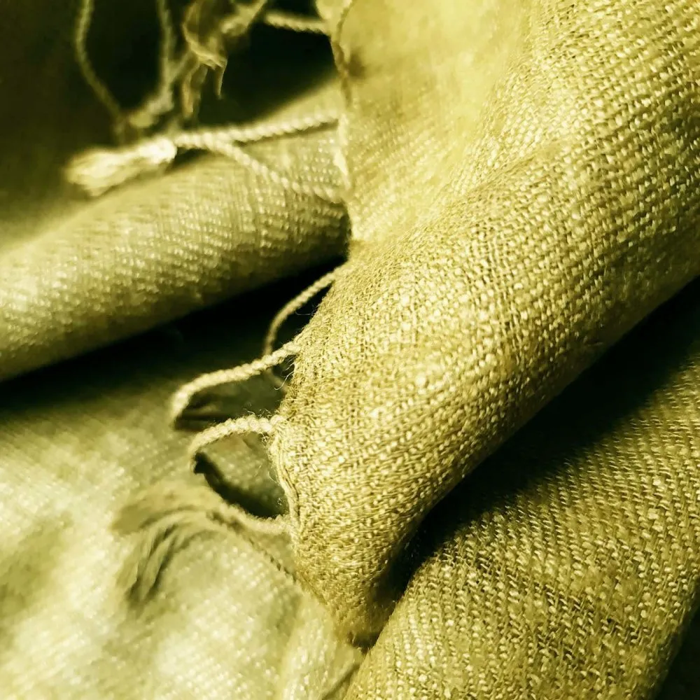 Olive Green Handwoven Eri Silk Scarf