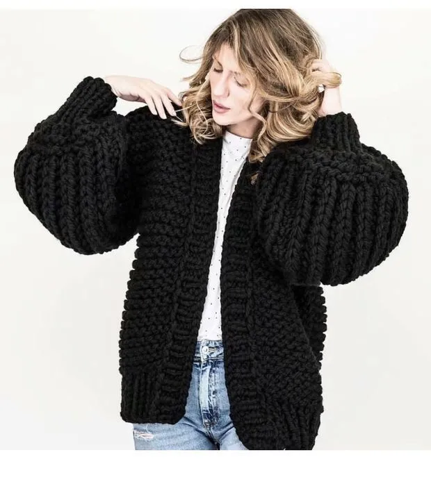 Oversized Chunky Thick Cable Knit Cardigan Sweater