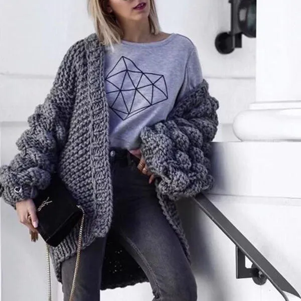 Oversized Chunky Thick Cable Knit Cardigan Sweater