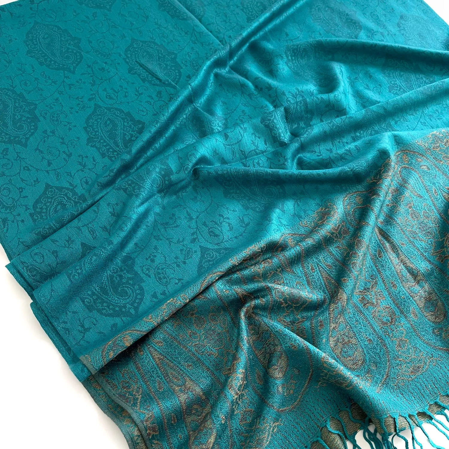 PAISLEY PRINT TEAL LIGHTWEIGHT PASHMINA SHAWL SCARF