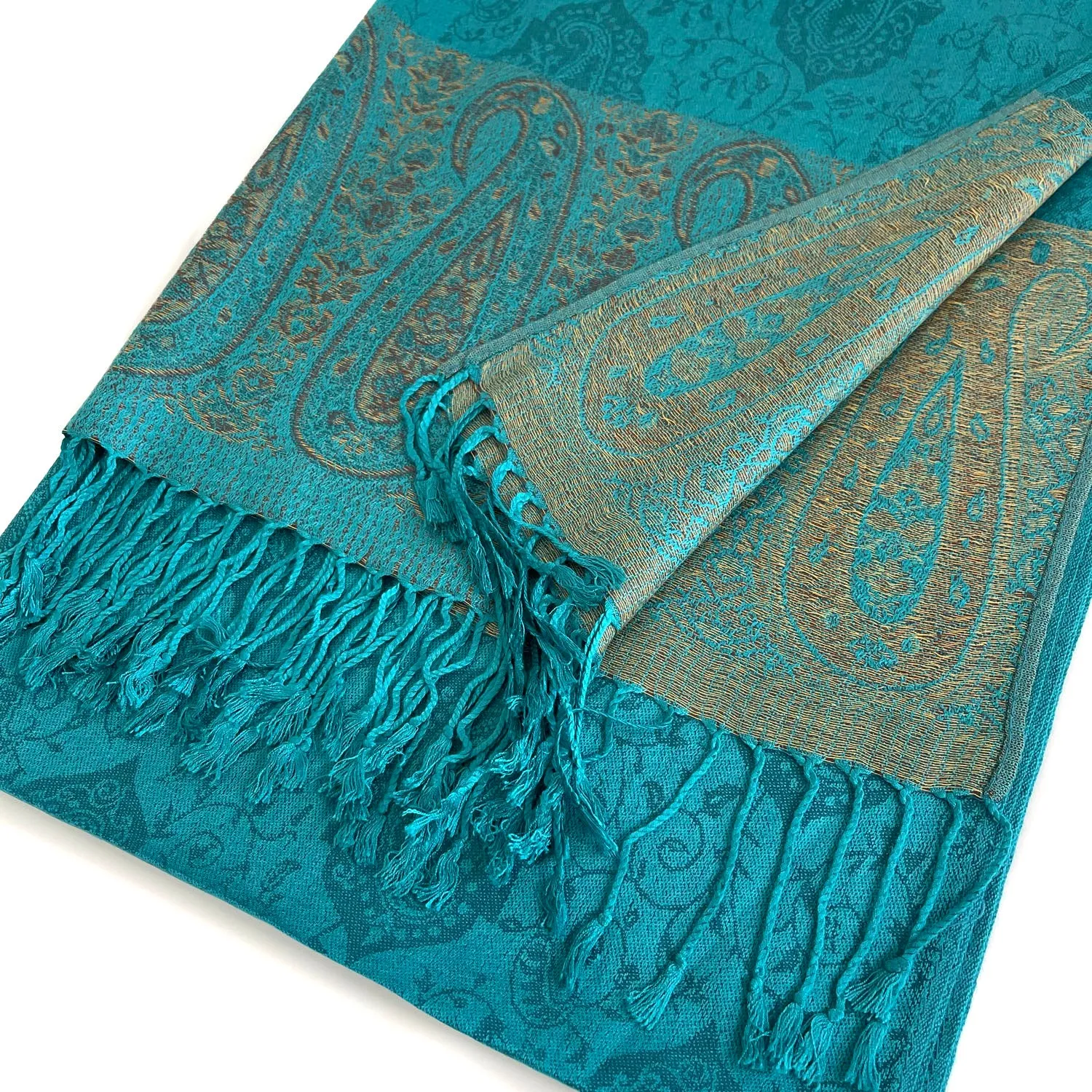 PAISLEY PRINT TEAL LIGHTWEIGHT PASHMINA SHAWL SCARF