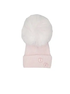 Pink Knitted Pom Pom Hat