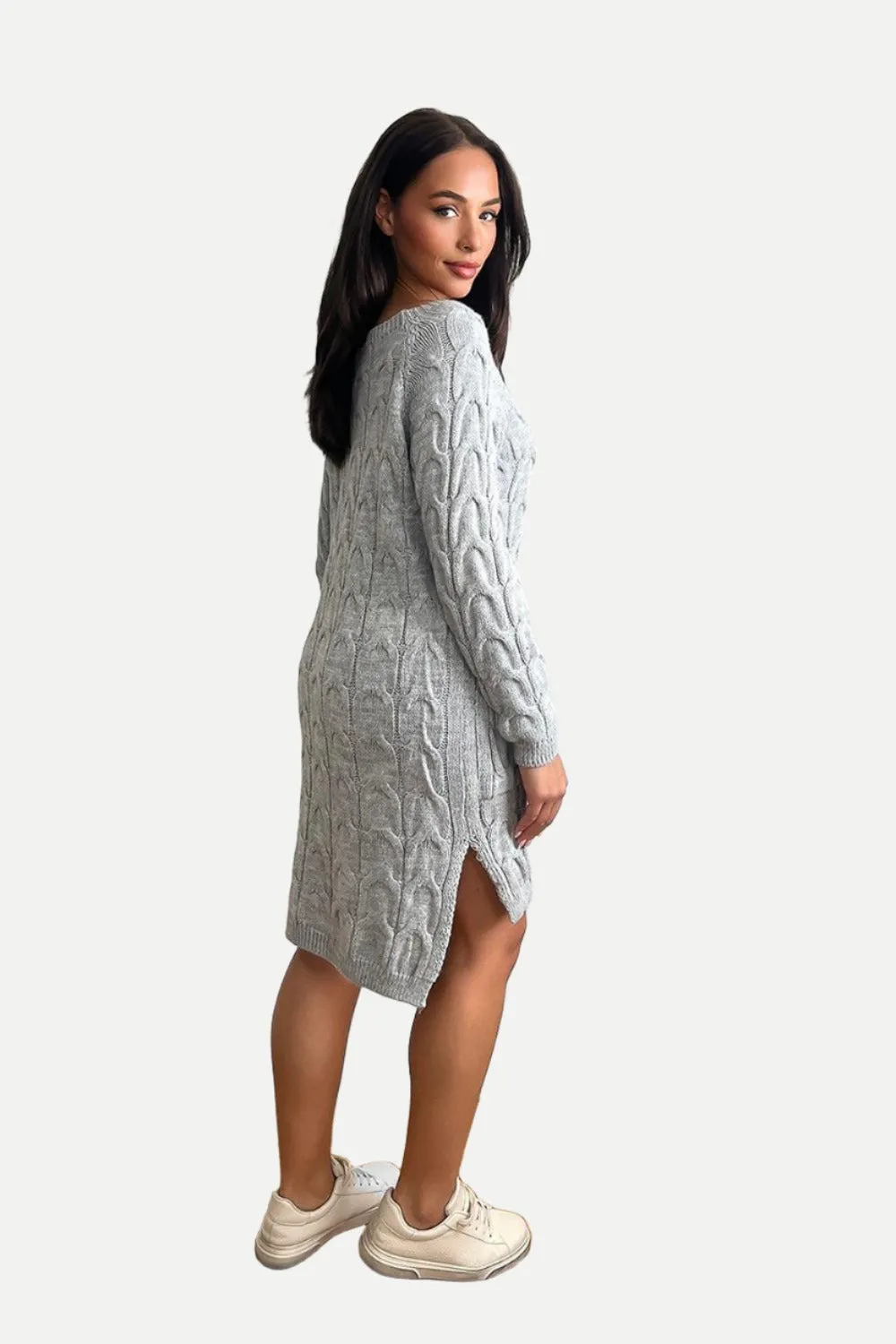 Pockets To Front Large Loop Knitted Dress