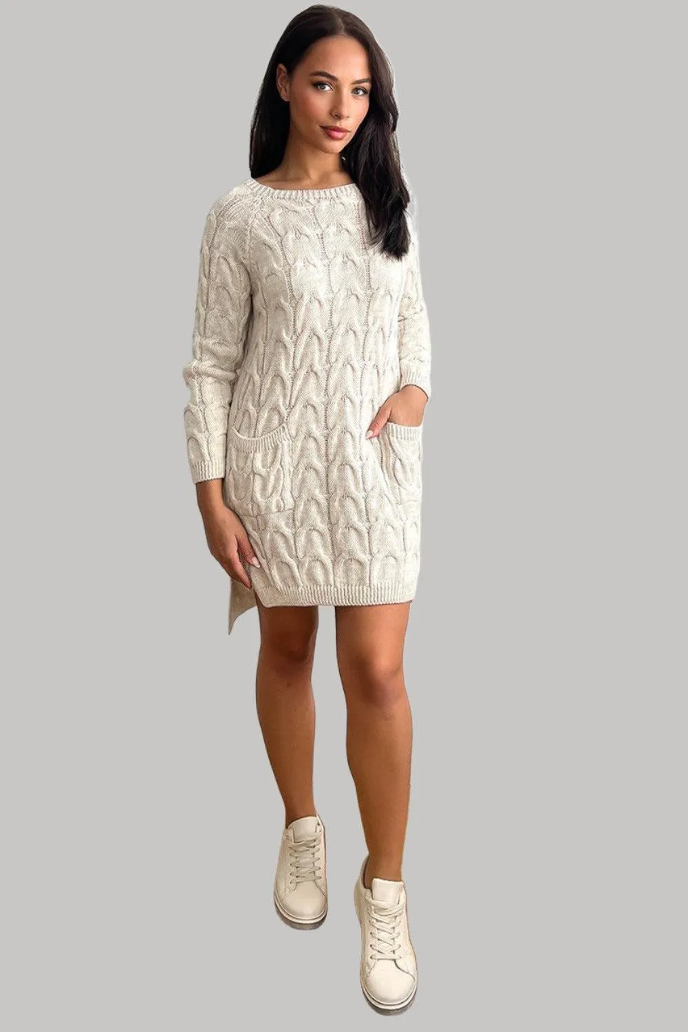 Pockets To Front Large Loop Knitted Dress