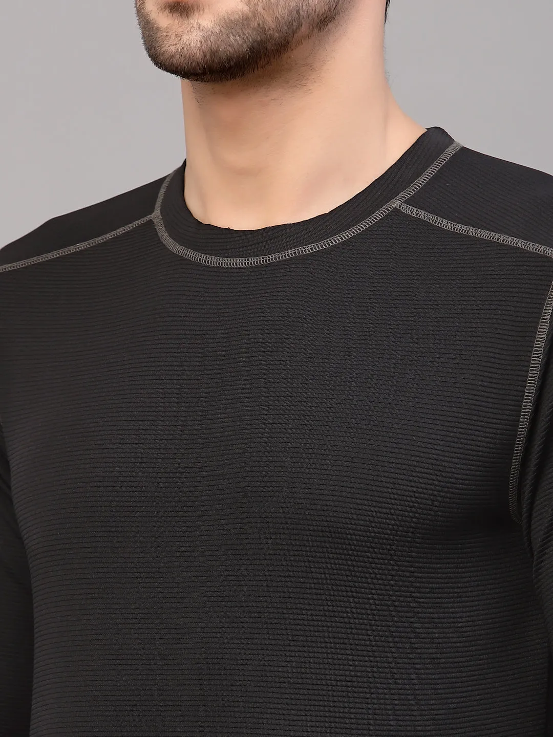 Poly Corduroy Round Neck T-Shirt