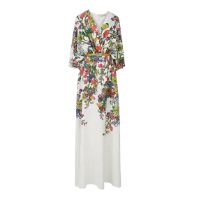 Printed Crepe Long Dress